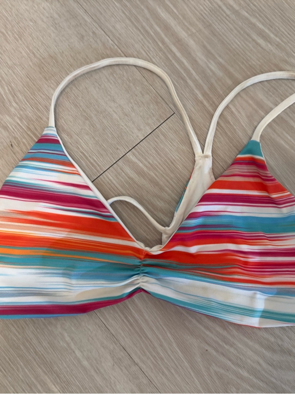 Striped Multicolor Triangle Bikini Top